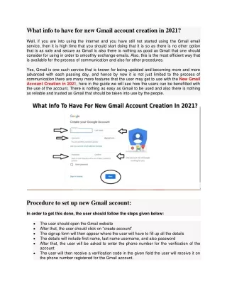 what info to have for new gmail account creation