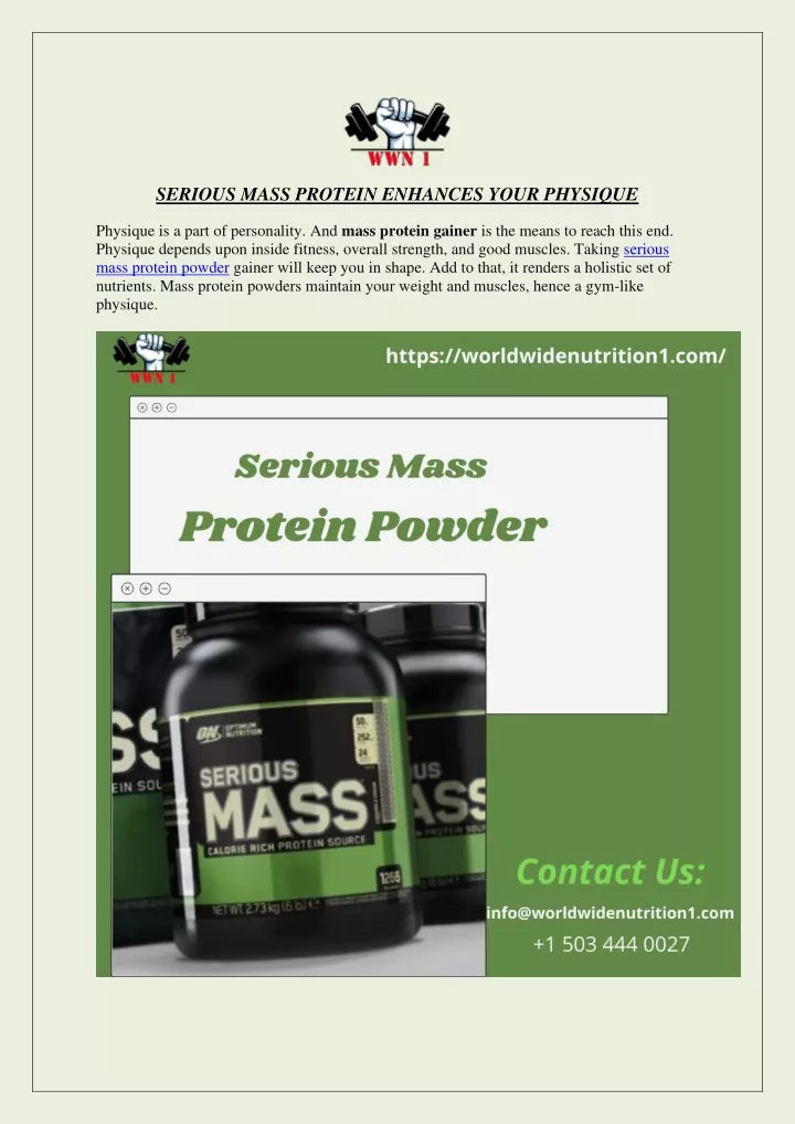 serious mass protein enhances your physique