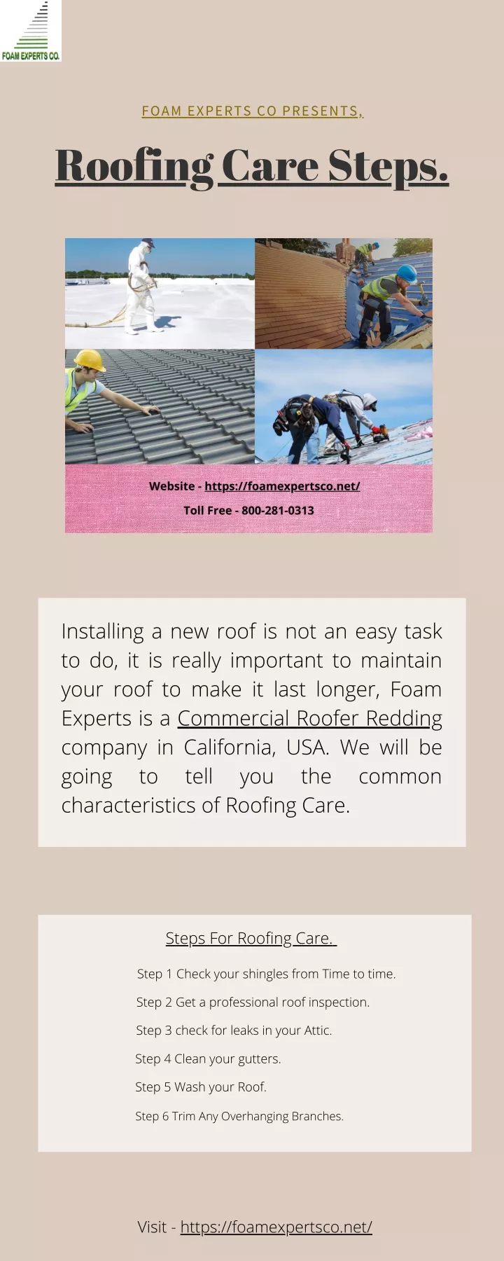 foam experts co presents roofing care steps