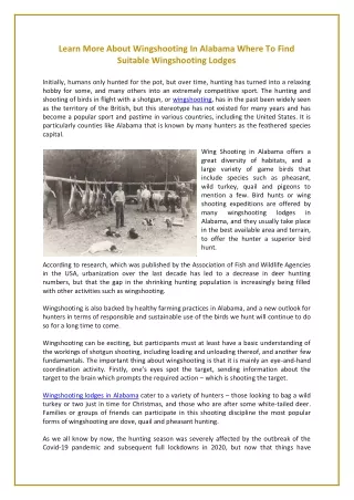 learn more about wingshooting in alabama where