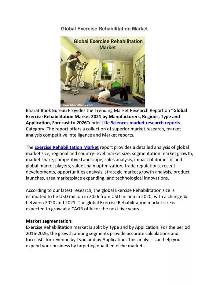 global exercise rehabilitation market