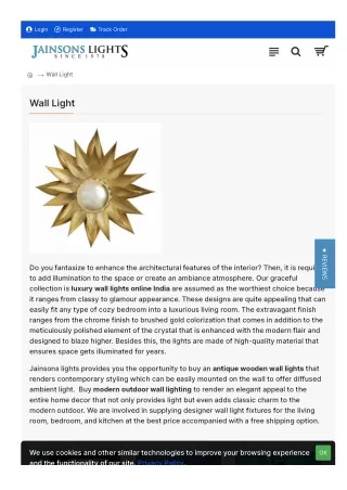 Wall Lights Online India - Jainsons Lights