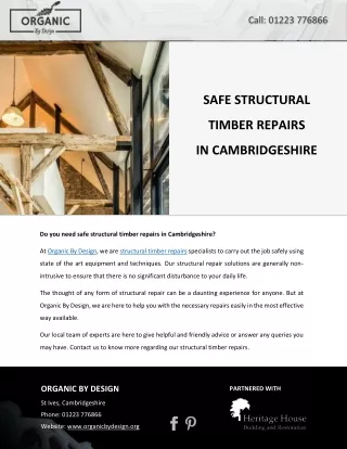 SAFE STRUCTURAL TIMBER REPAIRS IN CAMBRIDGESHIRE