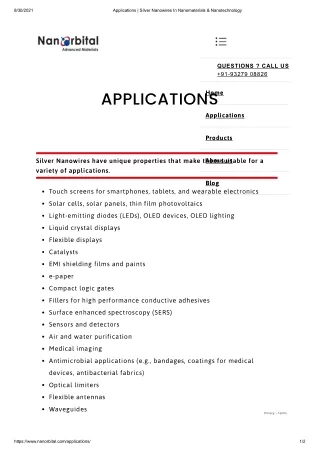 Applications _ Silver Nanowires In Nanomaterials & Nanotechnology
