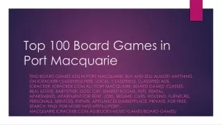 Top 100 Board Games in Port Macquarie