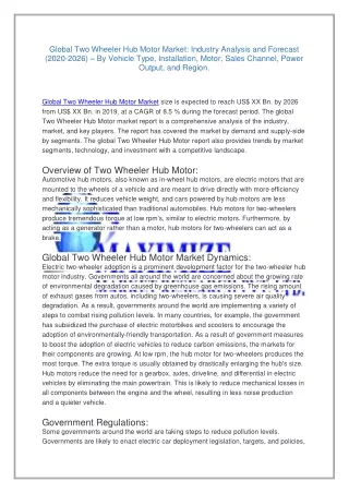 Global Two Wheeler Hub Motor Market