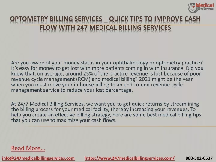 optometry billing services quick tips to improve cash flow with 247 medical billing services