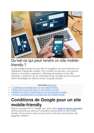qu est ce qui peut rendre un site mobile friendly