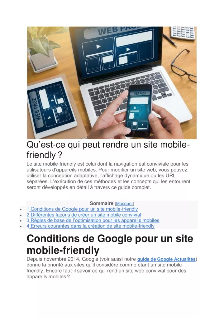 qu est ce qui peut rendre un site mobile friendly