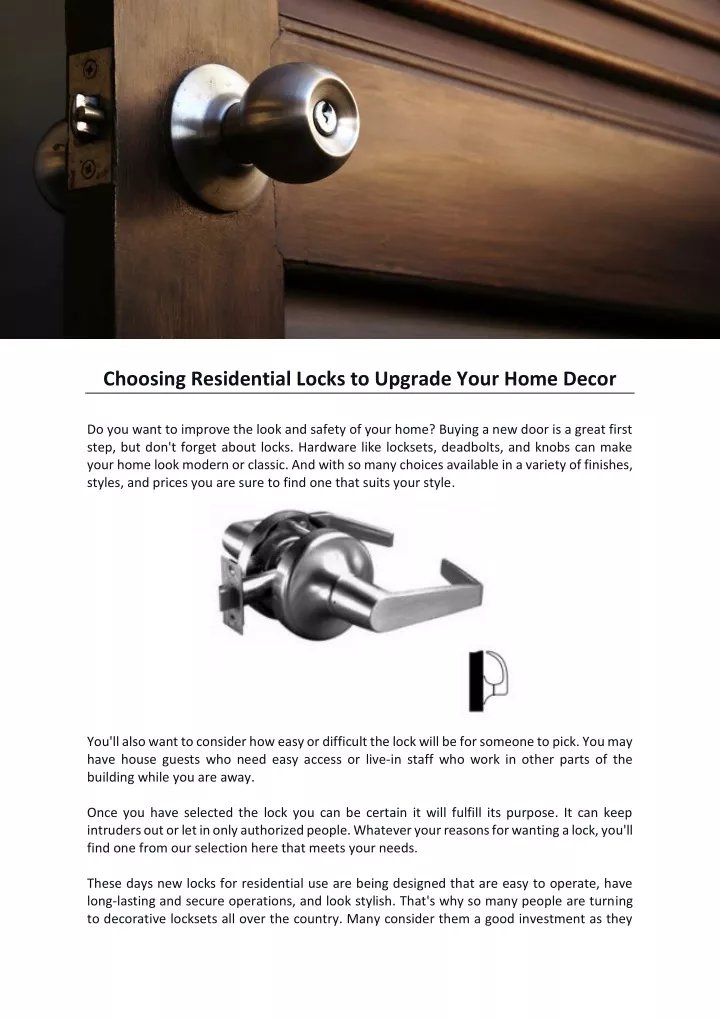 choosing residential locks to upgrade your home