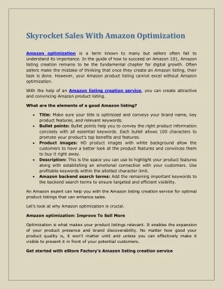skyrocket sales with amazon optimization