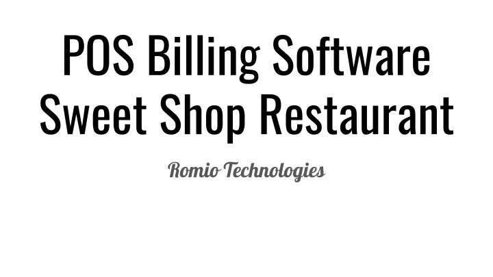 pos billing software sweet shop restaurant