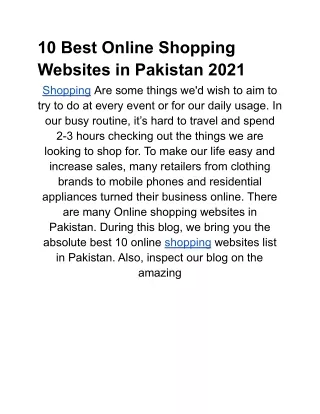 10 best online shopping websites in pakistan 2021