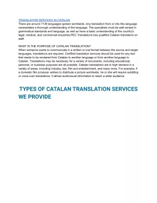 TRANSLATION SERVICES IN CATALAN