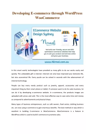 Developing E-commerce through WordPress WooCommerce