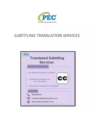 Subtitling Translation Services
