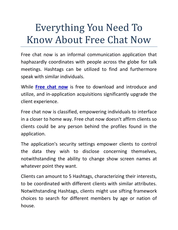 everything you need to know about free chat now