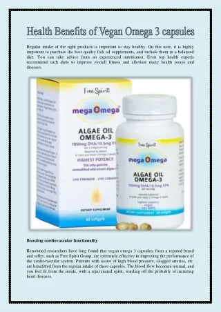 regular intake of the right products is important