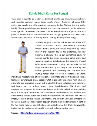 Ethnic Dhoti Kurta For Pongal