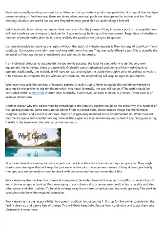 pools are normally wanting constant focus whether