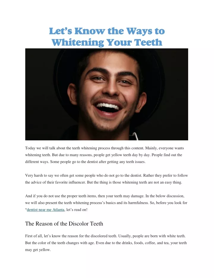 let s know the ways to whitening your teeth