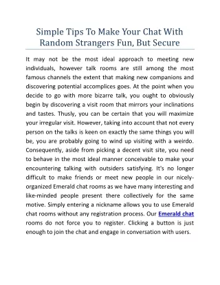simple tips to make your chat with random