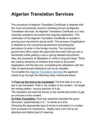 Algerian Translation Services