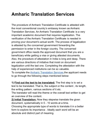 Amharic Translation Services