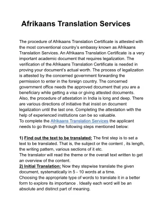 Afrikaans Translation Services