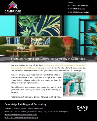 Premium Painting and Decorating Company in Cambridge