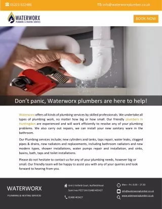 Don’t panic, Waterworx plumbers are here to help!