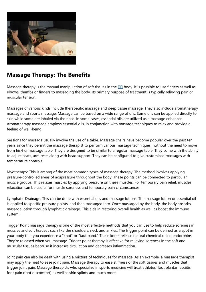 massage therapy the benefits