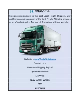 Local Freight Shippers  Freelanceshipping.com