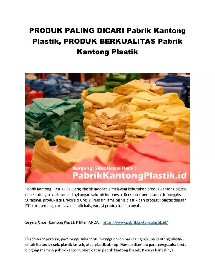 produk paling dicari pabrik kantong plastik