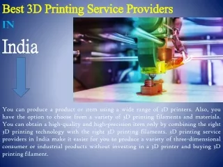 Best 3D Printing Service Providers in India - Aurum 3D