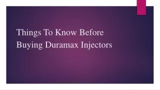 Things To Know Before Buying Duramax Injectors