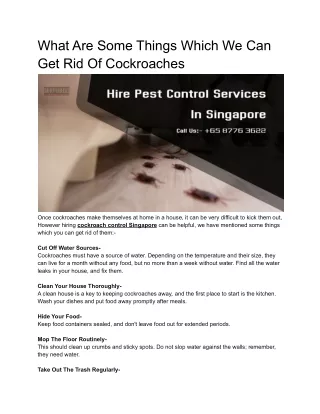 What Are Some Things Which We Can Get Rid Of Cockroaches