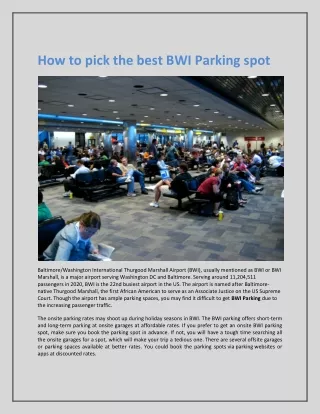 How to pick the best BWI Parking spot
