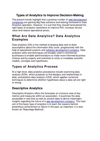 types of analytics to improve decision making