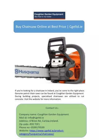 Buy Chainsaw Online at Best Price | Cgeltd.ie
