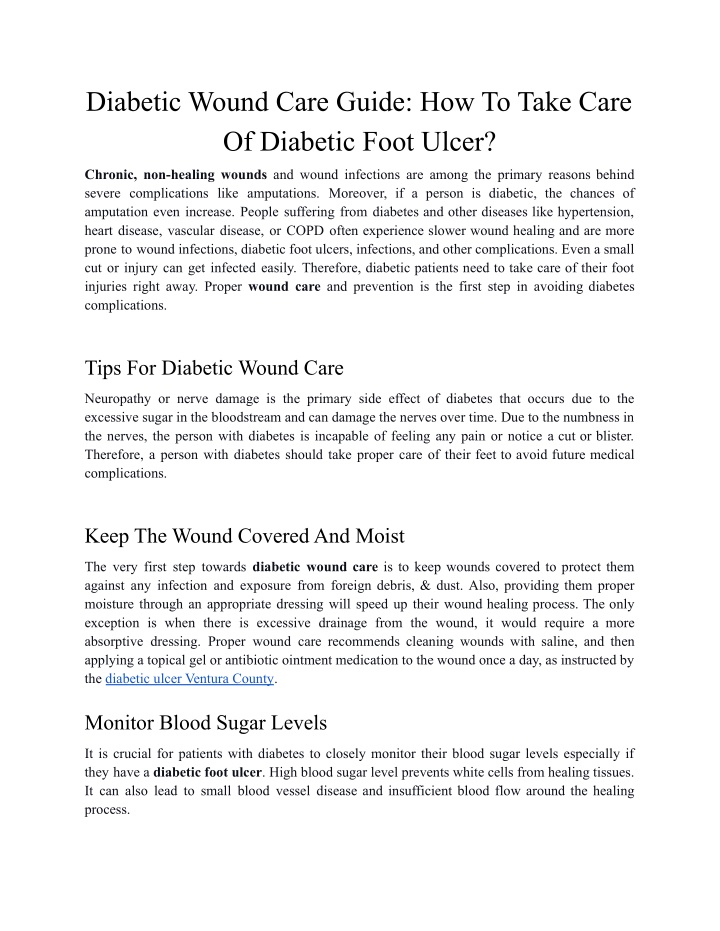 diabetic wound care guide how to take care