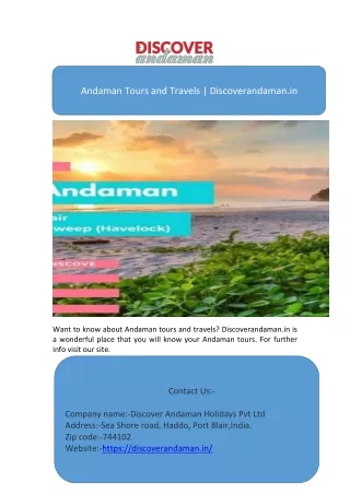 Andaman Tours and Travels | Discoverandaman.in