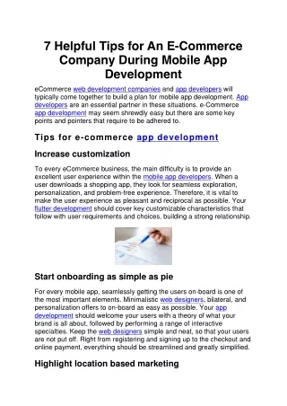 7 helpful tips for an e commerce company during