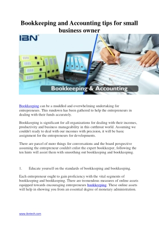 Bookkeeping and Accounting tips for small business owner