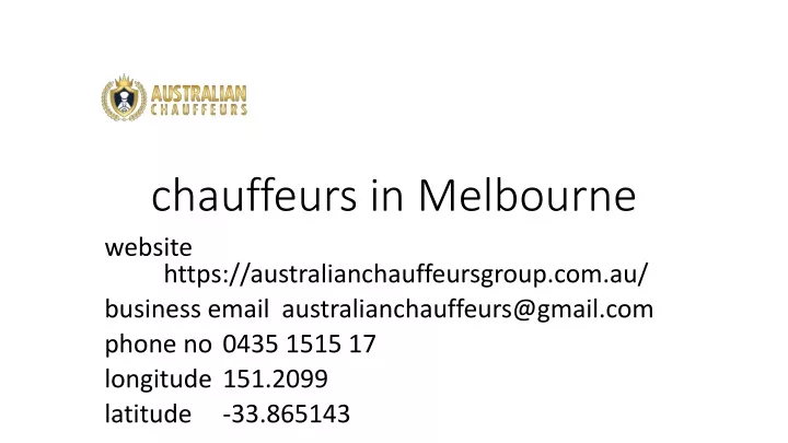 chauffeurs in melbourne