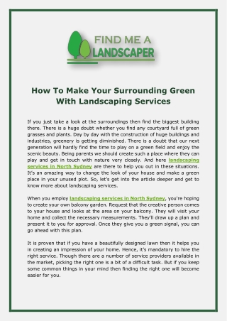 How To Make Your Surrounding Green With Landscaping Services