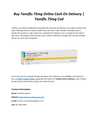 Buy Tamiflu 75mg Online Cash On Delivery - Tamiflu 75mg Cod