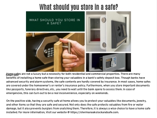 what should you store in a safe