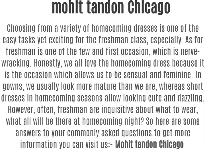 mohit tandon chicago