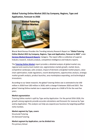 global tutoring online market 2021 by company